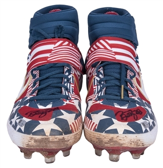 2019 Buster Posey Game Used & Signed Nike 4th of July Cleats (MLB Authenticated)